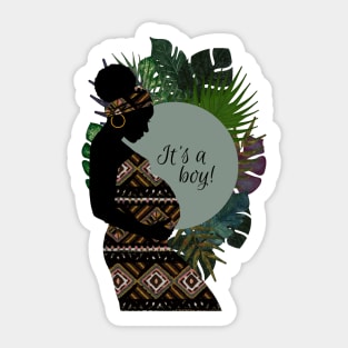 African Woman Baby Boy Announcement | Cherie's Art(c)2021 Sticker